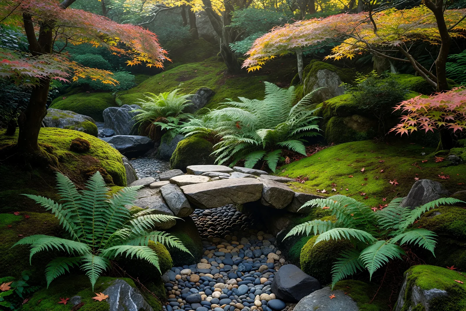 石橋と枯れ沢 日本庭園の意匠