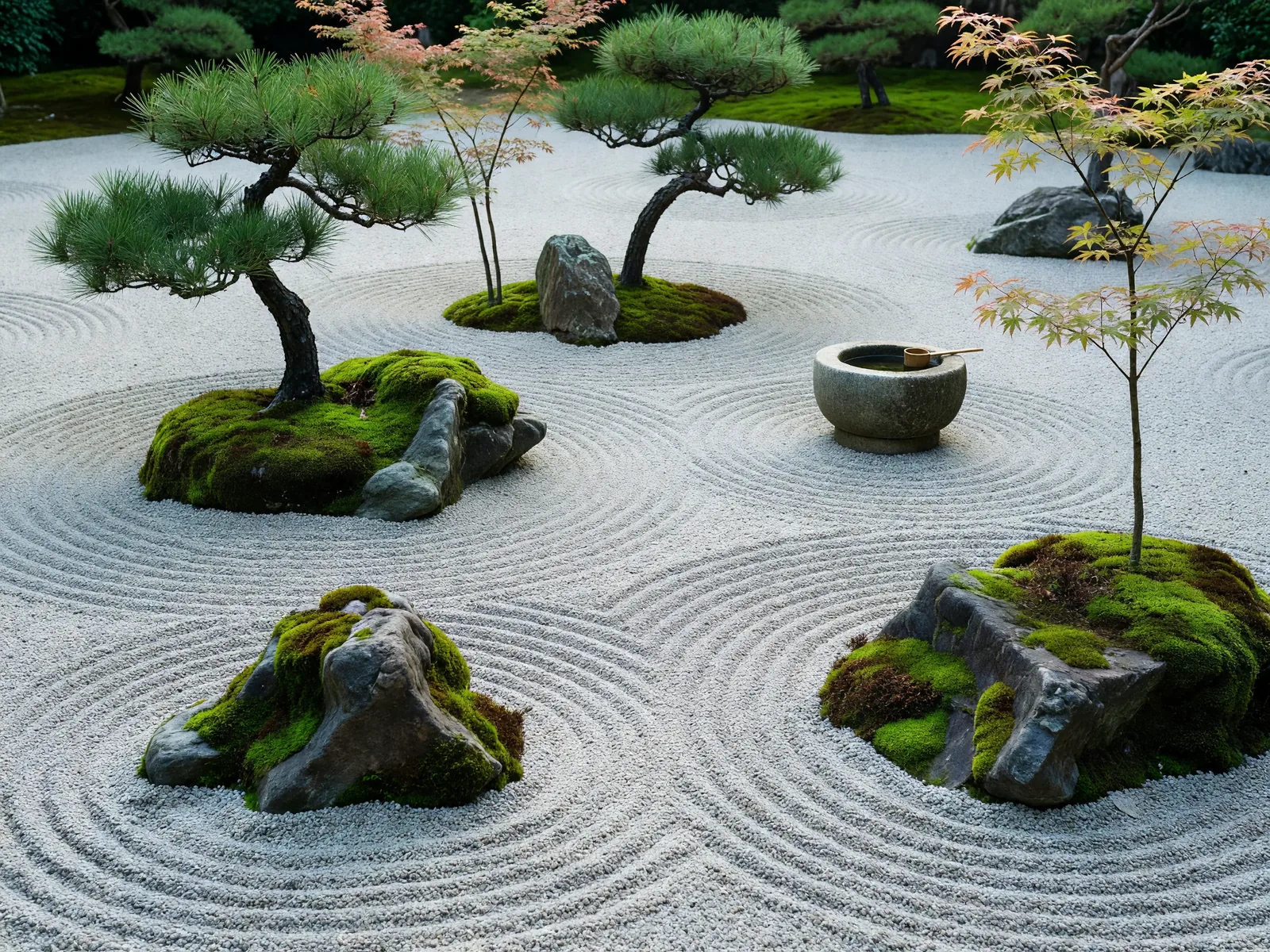 枯山水 砂紋の禅庭